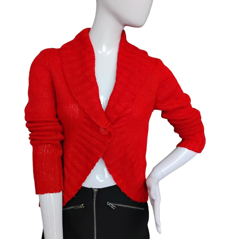 H&M Knit Cardigan Size Small Burn Red Long Sleeve One Button Closure